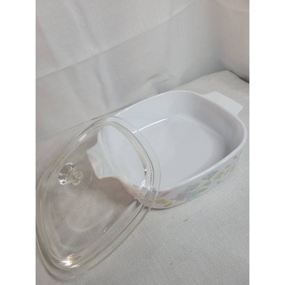 VTG 1989 Corningware Casserole Dish with Lid Pastel Flowers Pattern A-2-B - Picture 4 of 6